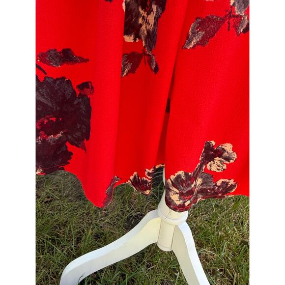 Free People Red Floral Dress Size 6 - Picture 5 of 7
